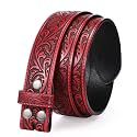 TRIWORKS Western Belt Strap for Men without Buckle 1.5" Wide Floral Engraved Embossed Leather Belt Strap
