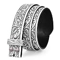 TRIWORKS Western Belt Strap for Men without Buckle 1.5" Wide Floral Engraved Embossed Leather Belt Strap