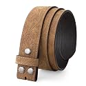 TRIWORKS Western Belt Strap for Men without Buckle 1.5" Wide Floral Engraved Embossed Leather Belt Strap