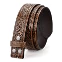 TRIWORKS Western Belt Strap for Men without Buckle 1.5" Wide Floral Engraved Embossed Leather Belt Strap