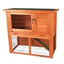 TRIXIE natura Outdoor Rabbit Hutch with Run - 2-Story Rabbit Cage with Non-Slip Ramp - Medium Elevated Small Animal House with Secure Playpen, Hinged Roof &amp; Pull-Out Tray - in Brown