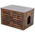 Trixie XL Farmhouse Litter Box Enclosure, Indoor Cat Furniture, Hidden Litter Box Cabinet or End Table, Brown