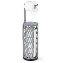 Trongee Boho Toilet Paper Holder with Storage，3 Rolls of Freestanding Toilet Paper Roll Holder Stand,Wicker Tissue Holder for Bathroom,Rattan Sturdy Bathroom Decor Farmhouse Toilet Paper Storage-Grey