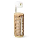 Trongee Freestanding Toilet Paper Holder with Storage,Goldn Handmade Woven Toilet Paper Roll Holder Stand,3 Rolls of Tissue Holder for Bathroom,Rattan Sturdy Boho Bathroom Toilet Paper Storage