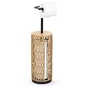 Trongee Freestanding Toilet Paper Holder with Storage,3 Rolls of Boho Toilet Paper Holder Stand with Lid,Gold Toilet Tissue Holder Stand Rattan Paper Storage Wicker Toilet Roll Holder Basket