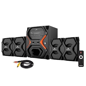 tronica it-6363 41 home theatre speaker with 60w output bluetooth usb aux sd card fm radio deep bass subwoofer remote volume amp bass control grey black 2026 edition