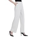 Tronjori Women High Waist Casual Straight Leg Long Business Work Suit Dress Pants Wide Leg Trousers Regular Waistband