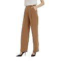 Tronjori Women High Waist Casual Straight Leg Long Business Work Suit Dress Pants Wide Leg Trousers Regular Waistband