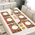 Gift Hamper - Premium Dining 6 pcs Tablemat and Tree of Life Design Coaster Set 6 (Orange)