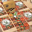 Gift Hamper - Premium Dining 4 pcs Tablemat + 180 cm Runner and Spiral Round Design Coaster Set 4 (Green)