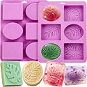 Tropical Leaf Soap Molds, 2 Pack Leaf Embossed Silicone Mold 12-Cavity
