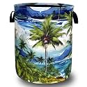 Tropical Palm Tree Laundry Basket Oxford Cloth Foldable Hamper 18.9x16.5 In