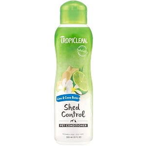 tropiclean natural shed control pet conditioner with lime amp cocoa butter moisture-balancing anti-shedding conditioner for dogs amp cats reduces tangles amp nourishes skin  355 ml