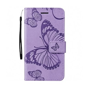 trounce butterfly embossing shock proof flip case cover with card cash holder wallet case  magnetic lock for poco x4 pro 5g - purple