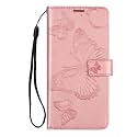 TROUNCE Butterfly Magnetic Closure Full Protection Flip Cover with Cards &amp; Cash Pockets (Wallet Case | Mobile Back Cover- Pink) for Apple iPhone Xs Max