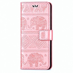 trounce diva series embossing elephant faux leather flip wallet case stand with card holder amp magnetic closure flip cover pink for poco x4 pro 5g