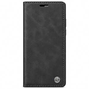 trounce shock proof prime sheepskin flip case cover with card cash holder wallet  magnetic lock greyish black for poco x4 pro 5g