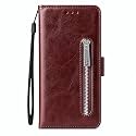TROUNCE Zipper Case Shock Proof Flip Cover with Card &amp; Cash Holder Wallet | Magnetic Loop Lock (Brown) for Poco X4 Pro 5G