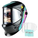 TRQWH Welding Helmet Auto Darkening Large Viewing True Color Solar Powered Welding Mask with 4 Arc Sensor Adjustable Wide Shade Range 4~5-8/9-13 Welder Mask with Grinding (TRQ-CSC002)