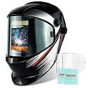 TRQWH Welding Helmet Auto Darkening Large Viewing True Color Solar Powered Welding Mask with 4 Arc Sensor Adjustable Wide Shade Range 4~5-8/9-13 Welder Mask with Grinding (TA-KY650A-BL)