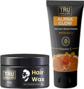 TRU HAIR & SKIN Alpha Glow Sunscreen for Men -SPF 50 & Hair Wax-50g (2 Items in the set)