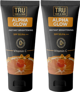 tru hair  skin sunscreen - spf 50 pa alpha glow sunscreen for men -spf 50  instant brightening 100 ml