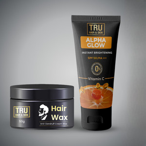 tru hair  skin sunscreen - spf 50 pa alpha glow for men-50g  hair wax-50g 100 g