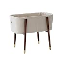 TruBliss Sova Portable Baby Bassinet, Mid-Century Design with Extra Deep Walls for Newborns and Babies Safety, Includes 2 Fitted Sheets and Padded Mattress (Cream)