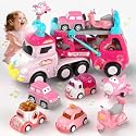 Truck Toys for 2 3 Year Old Girl, 7 in 1 Carrier Truck Gifts for 2+ 3+ Girl