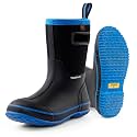 Trudave Rubber Rain Boots for Men, Neoprene Waterproof Rain Boots, Mid Calf All-Season Mud Boots, Insulated Warm Outdoor Work Shoes for Hunting, Gardening, Farming, Yard Working