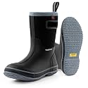 Trudave Rubber Rain Boots for Men, Neoprene Waterproof Rain Boots, Mid Calf All-Season Mud Boots, Insulated Warm Outdoor Work Shoes for Hunting, Gardening, Farming, Yard Working