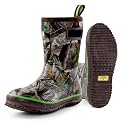 Trudave Rubber Rain Boots for Men, Neoprene Waterproof Rain Boots, Mid Calf All-Season Mud Boots, Insulated Warm Outdoor Work Shoes for Hunting, Gardening, Farming, Yard Working