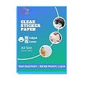 True-Ally 25 sheets Clear Self Adhesive Sticker Photo Paper for Inkjet and Laser Printer (Transparent) Waterproof, Dries Quickly, Tear Resistant DIY Sticker Printing Label Art (A4-25 Sheets)