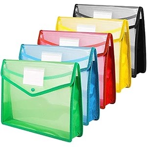 true-ally 5 pcs envelope folder transparent poly-plastic a4 documents file storage bag with snap button certificate file holder document folder for certificates a4 legal - set of 5