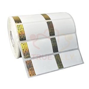 true-ally 50x25 holographic chromo barcode label - 2 x 1 inch - 50mm x 25mm - 2 ups - 2000 labelsroll - genuine original siver hologram barcode sticker 5 roll per pack 10000 labels