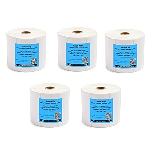 true-ally 75x50 chromo barcode label sticker - 3 x 2 inches - 75mm x 50mm - 1000 labels per roll - self adhesive sticker for printing barcoding ribbon required 5 roll per pack 5000 labels