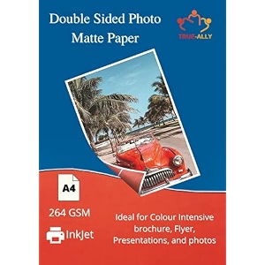 true-ally a4 double sided matteluster inkjet photo paper white size - 85x11 inches 264 gsm a4-20 sheets