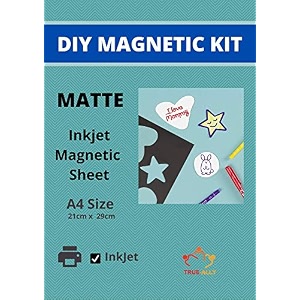 true-ally a4 inkjet printable magnetic sticker photo kit includes 2 magnetic sheets  10 vinyl matte inkjet printable sheets for diy customized fridge magnetic photo sticker making