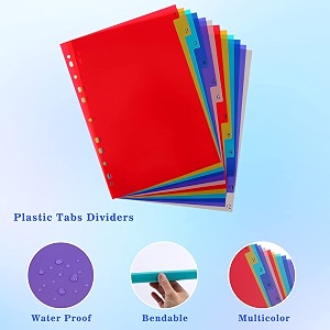 true-ally a4 plastic separator 12-tab binder dividers write amp erase big dividers for 23411 ring binders insertable multicolor tabs 2 set total 24 sheets