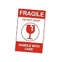 True-Ally Large Fragile Stickers - 100 x 150mm (4x6 inch) Strong Adhesive Red Labels Handle with Care Sticker Warning for Shipping Packing of Goods and Moving (5 Roll - 500 Sticker)