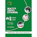 True-Ally White Matte Vinyl Sticker Self-Adhesive Photo Paper for Inkjet Printer Waterproof, Instant Dry, Tear Resistant DIY Sticker printing Art (Pack of 25 Sheets (A4 Size))