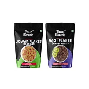 true elements millet flakes combo 900g ragi flakes 450g  jowar flakes 450g - 100 wholegrain flakes wholegrain flakes  fiber rich flakes  healthy breakfast cereal  diet food