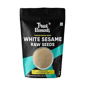 true elements raw white sesame seeds 400gm - clean and natural white til  safed til seeds for eating  everyday essentials indian spices  non - gmo  antioxidant rich 