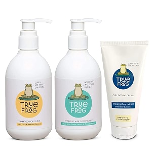 true frogs curly hair kit with shampoo for curls everyday hair conditioner and curl defining cream to moisturize and define curls with beetroot extract and ricewater extract for curly wavy hair - combo pack of 3 - 750ml