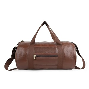 20l leather gym duffle bag for men amp women  adjustable shoulder gym bag  unisex gym bag  duffle bag for gym sports training workout amp fitness bag brown
