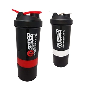 spacial combo of gym shaker bottle 500 ml with 2 storage compartment cup combo for gym pack of 2 multicolour 1