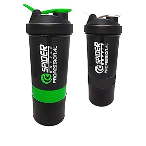 spacial combo of gym shaker bottle 500 ml with 2 storage compartment cup combo for gym pack of 2 multicolour 19