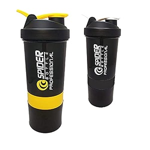 spacial combo of gym shaker bottle 500 ml with 2 storage compartment cup combo for gym pack of 2 multicolour 14