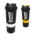 Spacial Combo of Gym Shaker Bottle 500 ml with 2 Storage Compartment Cup Combo for Gym (Pack of 2)… (Multicolour 7)