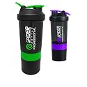 Spacial Combo of Gym Shaker Bottle 500 ml with 2 Storage Compartment Cup Combo for Gym (Pack of 2)… (Multicolour 20)